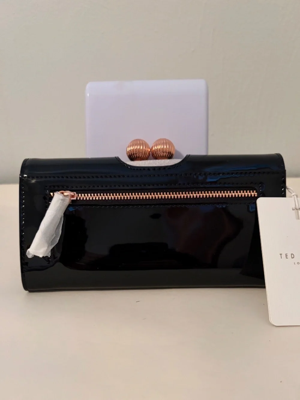 Ted Baker London Felicee NWT Black Patent Leather Clutch